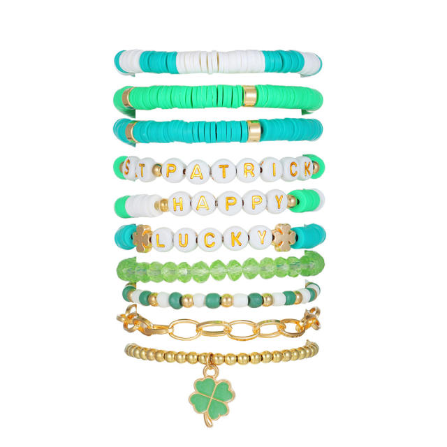 St.Patrick's Day multi layer beaded bracelet