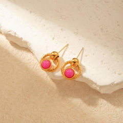 Romantic natural stone stainless steel earrings