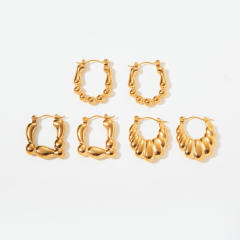 Occident fashion geometric bamboo stainless steel earrings