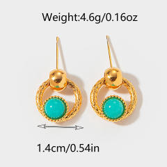 Romantic natural stone stainless steel earrings