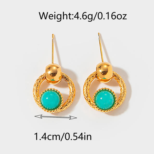 Romantic natural stone stainless steel earrings