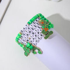 Green hat beaded bracelet set for st.patrick's day