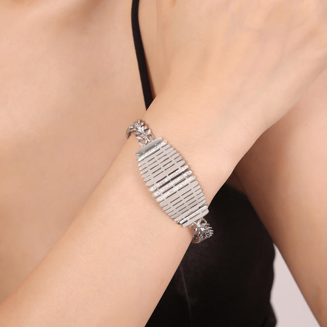 Chunky stainless steel diamond necklace bracelet set