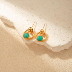 Romantic natural stone stainless steel earrings