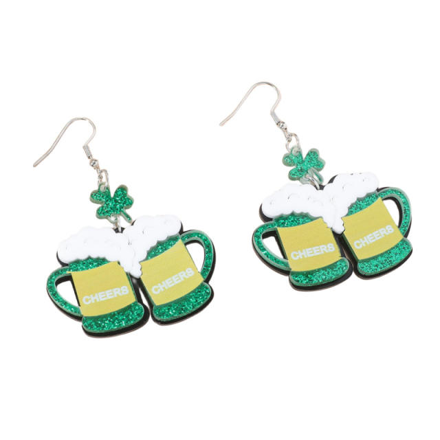 Creative acrylic clover st. patrick's day earrings