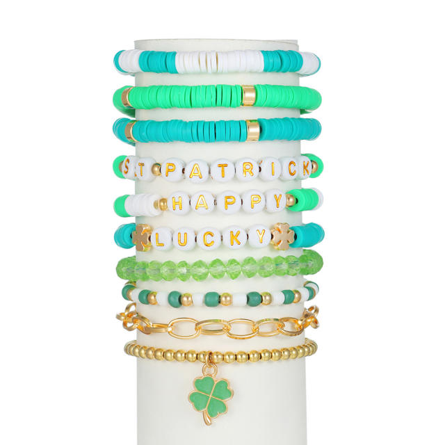 St.Patrick's Day multi layer beaded bracelet