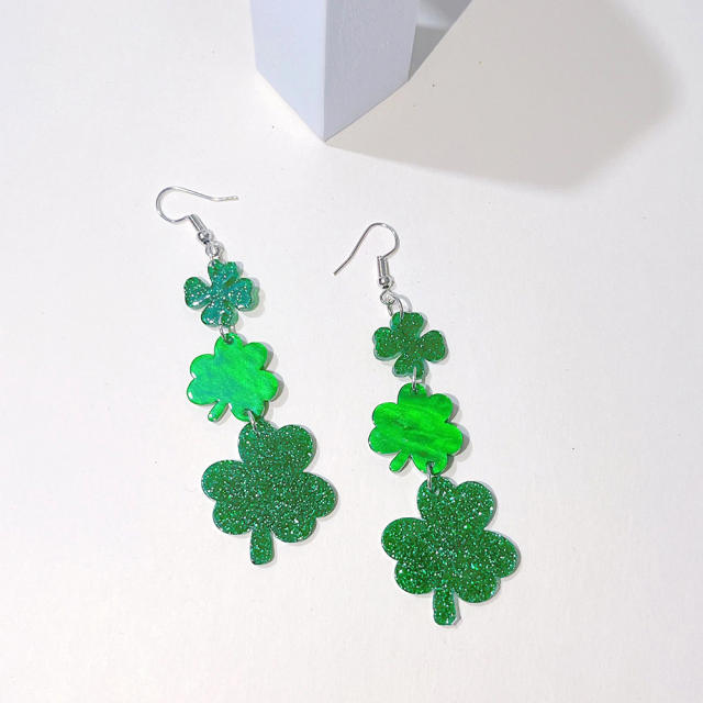 St.Patrick's day acrylic green color earrings