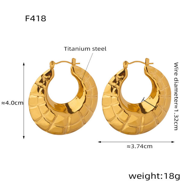 18KG chunky stainless steel hoop earrings
