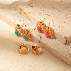 Romantic natural stone stainless steel earrings