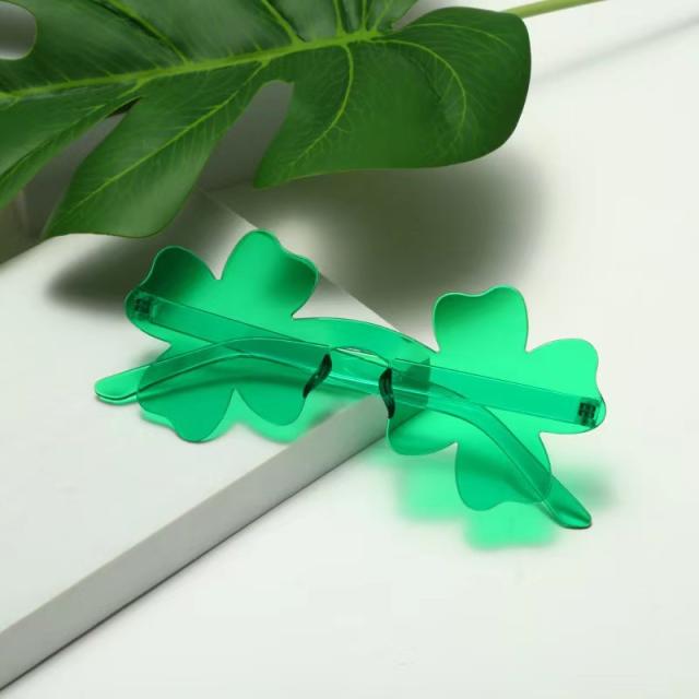 Personality green color clover St.Patrick's Day sunglasses
