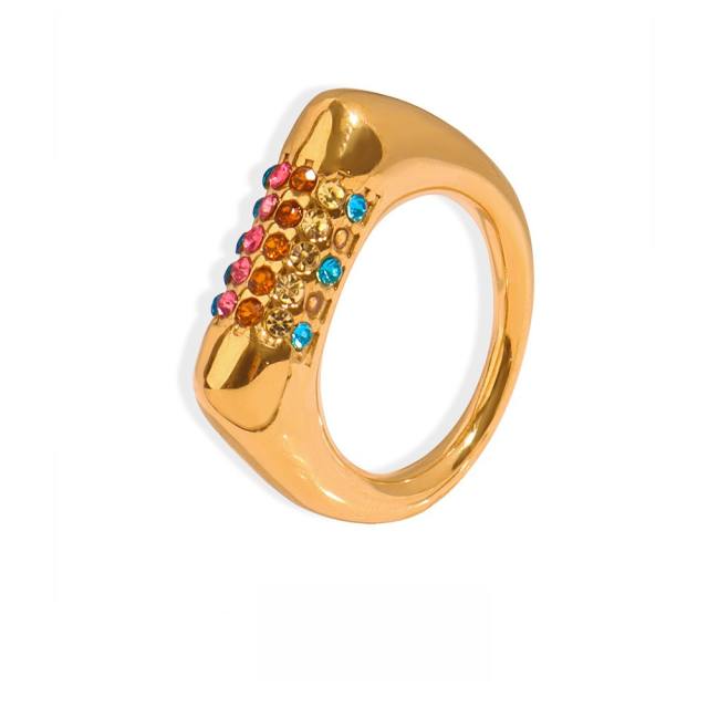INS colorful diamond stainless steel finger rings