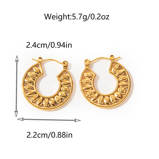 Holiday trend hollow out stainless steel hoop earrings