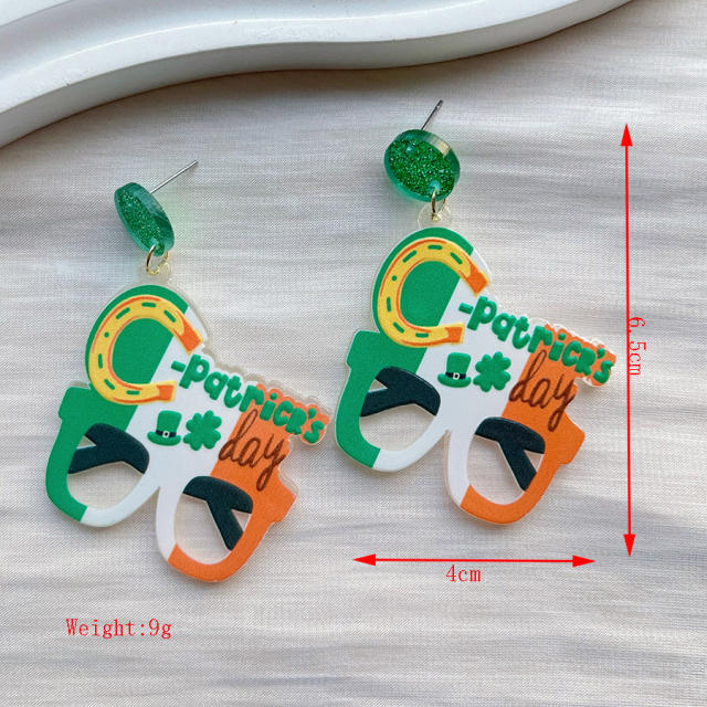 Funny glasses st. patrick's day acrylic earrings