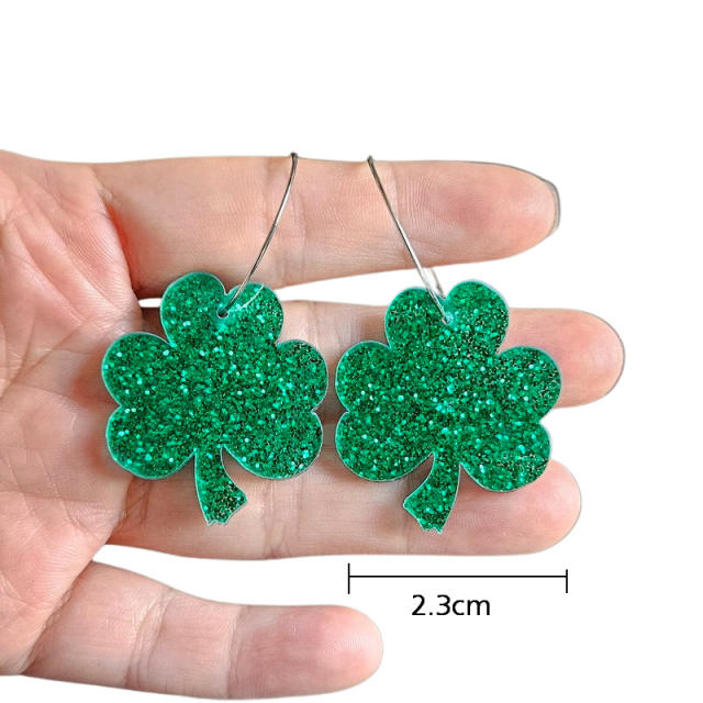 Spring green color st.patrick's day acrylic earrings