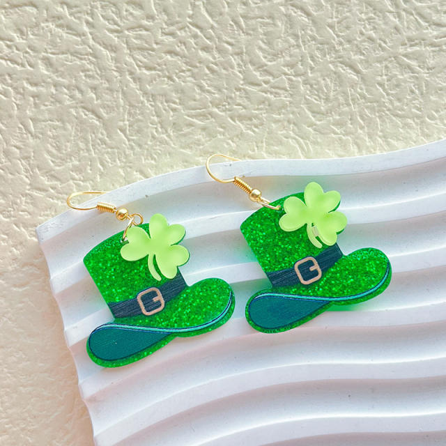 St.Patrick's day acrylic green color earrings
