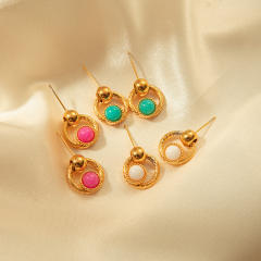 Romantic natural stone stainless steel earrings