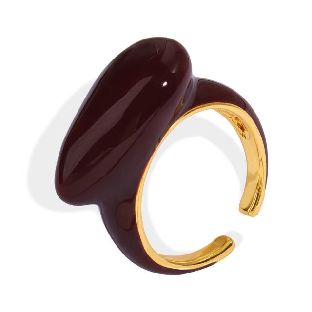 Occident fashion color enamel chunky gold plated copper finger rings