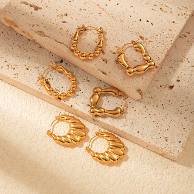 Occident fashion geometric bamboo stainless steel earrings