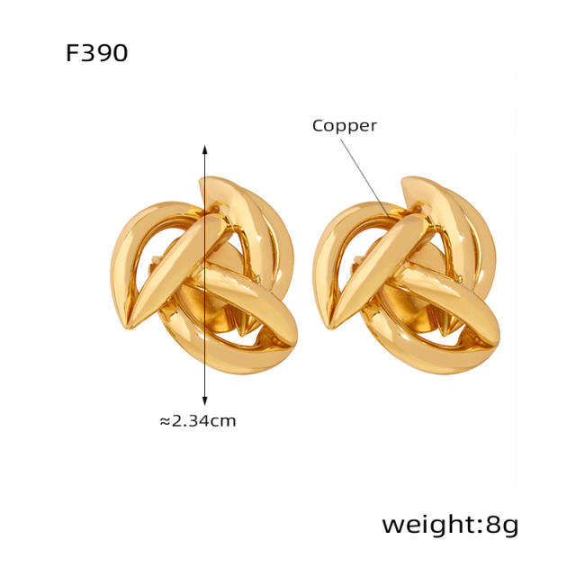 Personality geometric triangle gold plated copper earrings