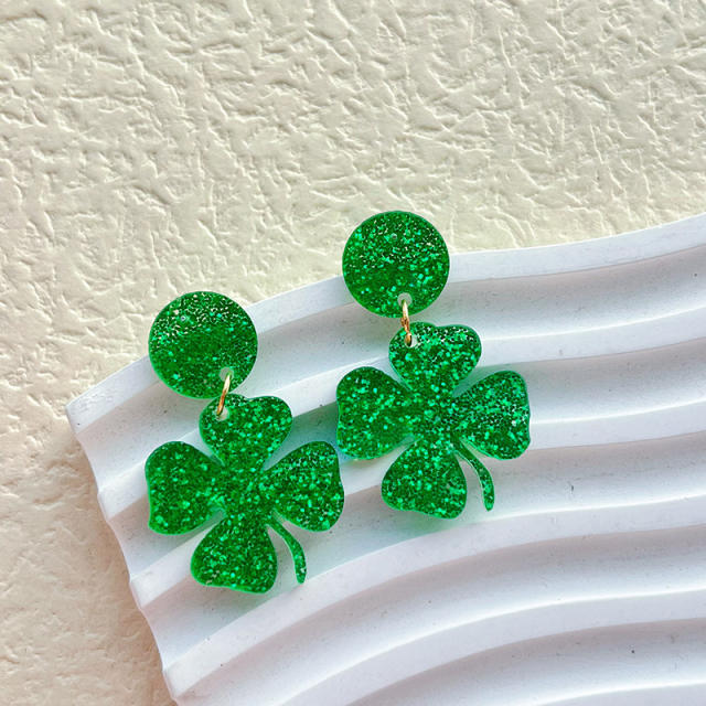 St.Patrick's day acrylic green color earrings