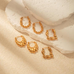 Occident fashion geometric bamboo stainless steel earrings