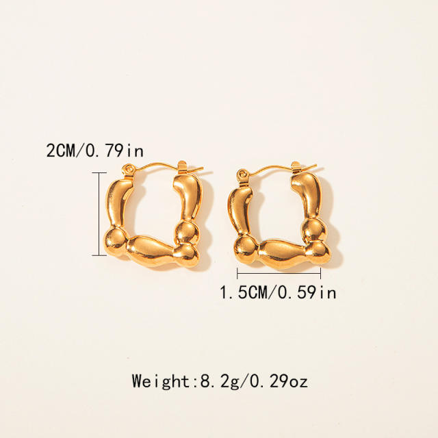 Occident fashion geometric bamboo stainless steel earrings