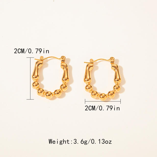 Occident fashion geometric bamboo stainless steel earrings