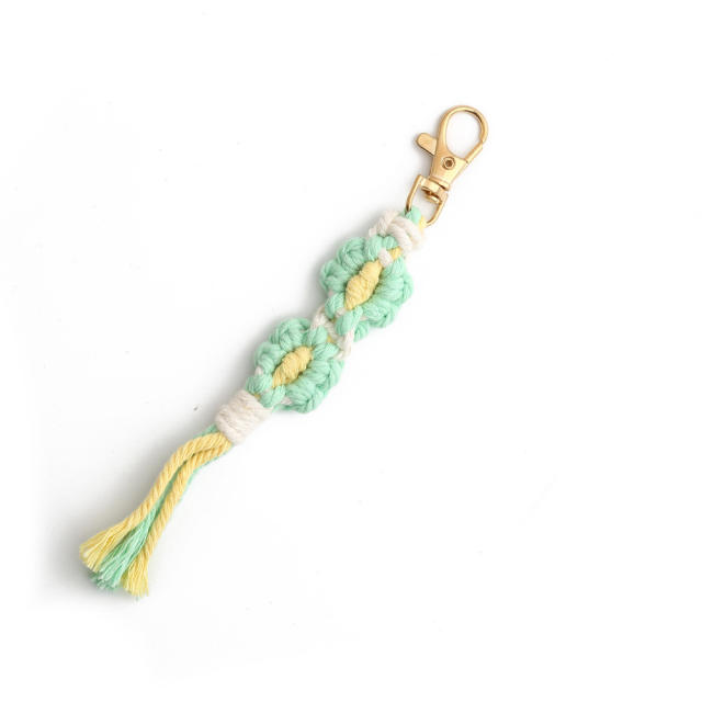 Spring summer handmade braid daisy flower tassel keychain