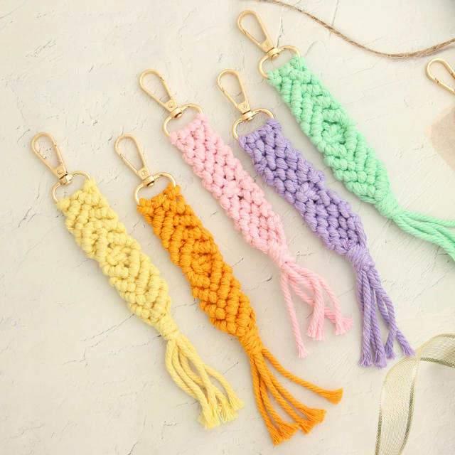 Spring summer handmade braided tassel keychain