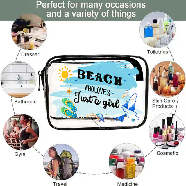 Summer beach clear PVC cosmetic bag storage bag