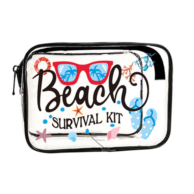 Summer beach letter pattern waterproof PVC clear beach bag storage bag cosmetic bag