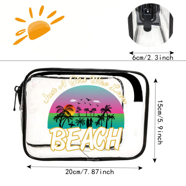Summer beach clear PVC cosmetic bag storage bag