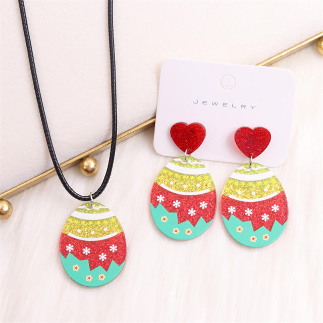 Easter egg colorful acrylic earrings necklace set