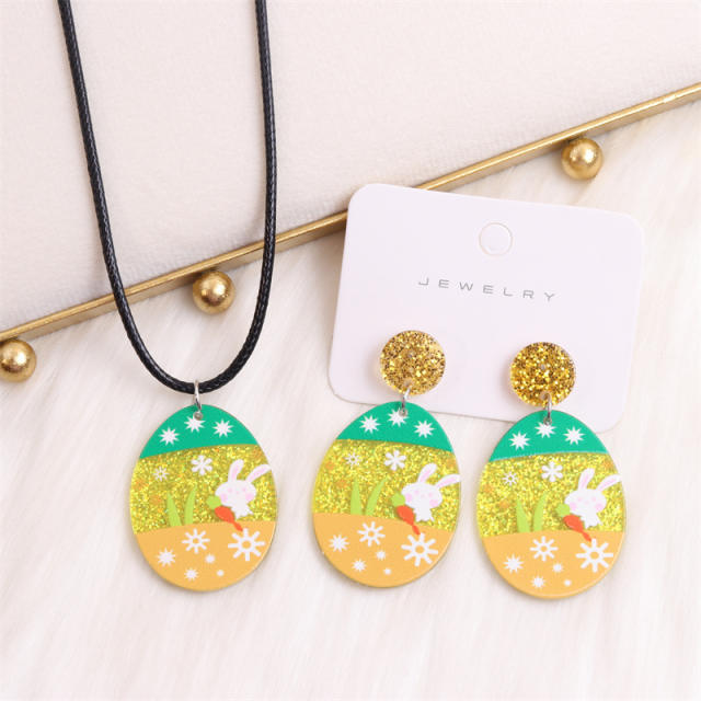 Easter egg colorful acrylic earrings necklace set