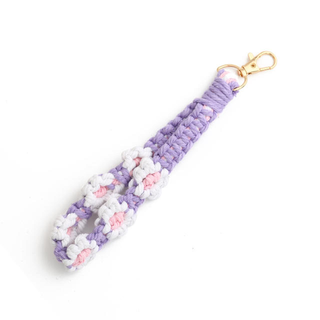 Boho handmade braided daisy flower keychain wrislet keychain