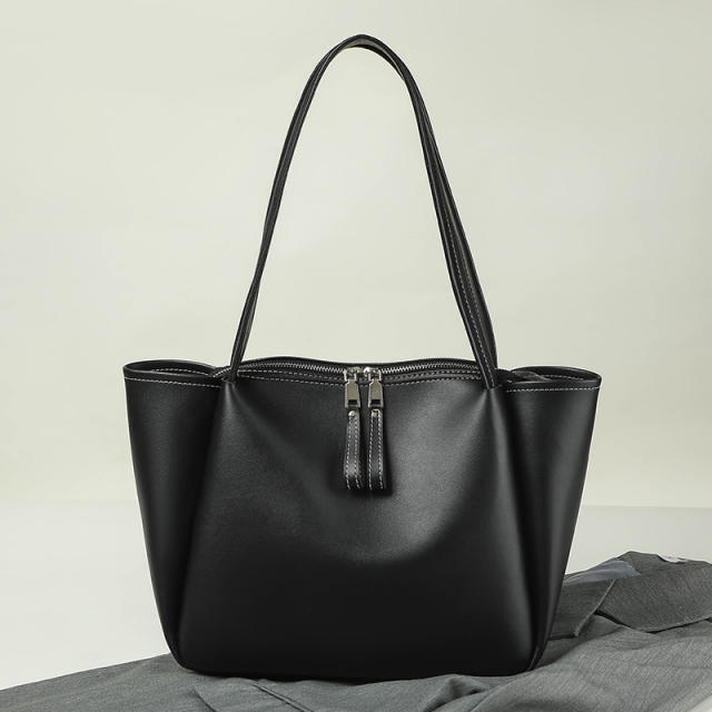 Soft pu leather classic women tote bag