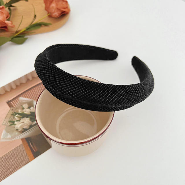 Easy match dark color women PU leather headband padded headband