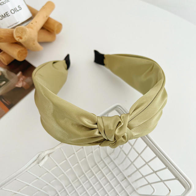 Classic easy match plain color satin knotted headband