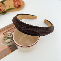 Easy match dark color women PU leather headband padded headband