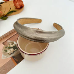 Easy match dark color women PU leather headband padded headband