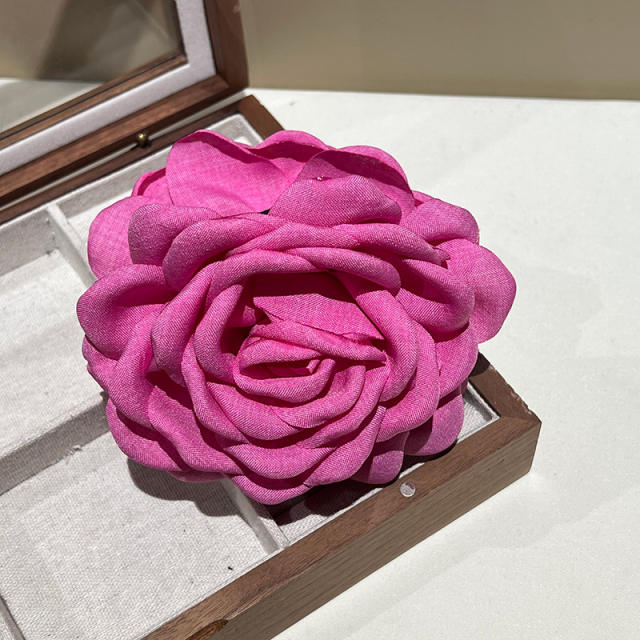 Spring summer fabric rose flower hair claw clips