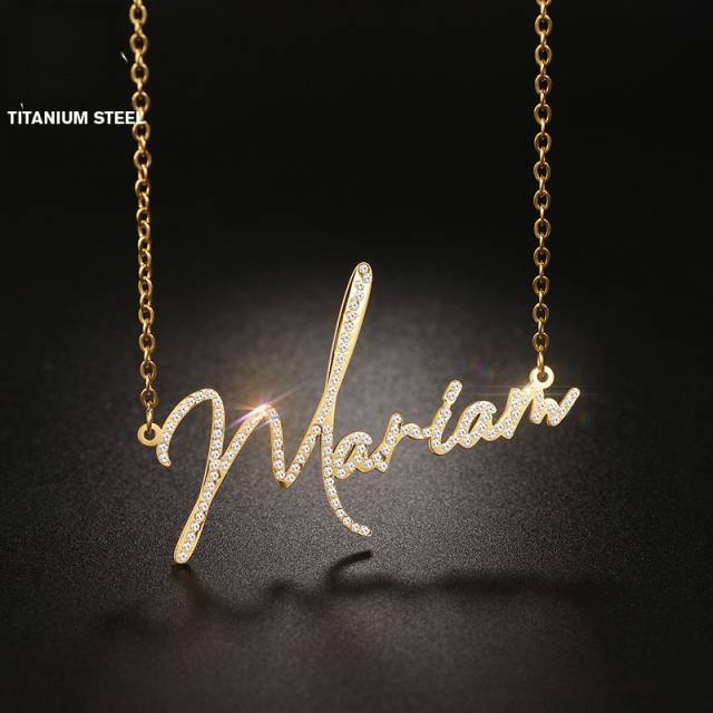 INS custom name diamond stainless steel necklace