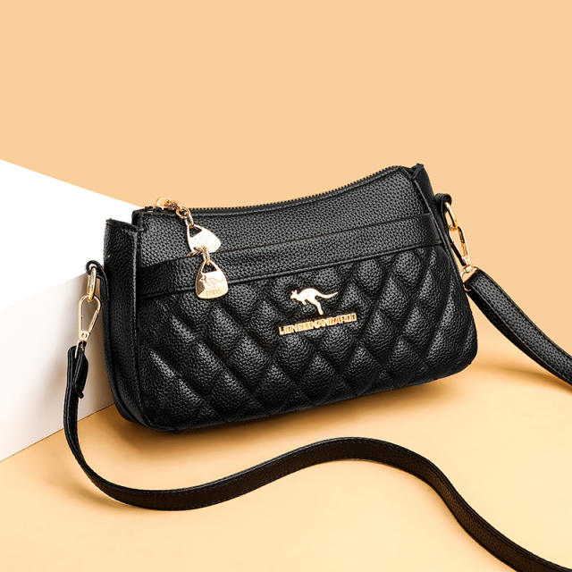 Classic quilted pattern PU leather women crossbody bag