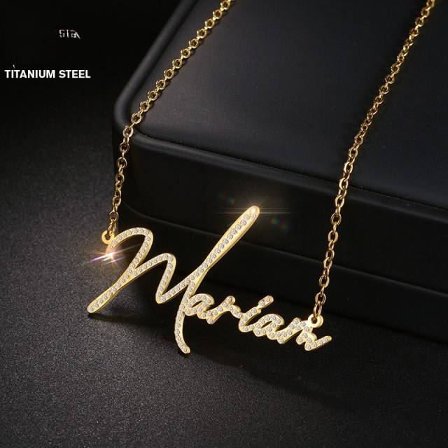 INS custom name diamond stainless steel necklace