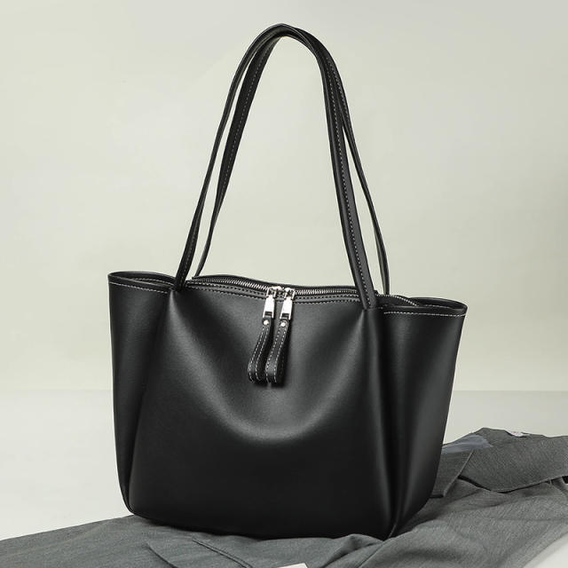 Soft pu leather classic women tote bag