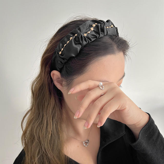 Plain color satin scrunchies headband
