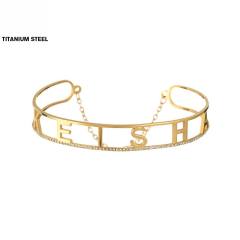 DIY hollow out rhinestone name necklace bracelet set