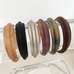Easy match dark color women PU leather headband padded headband