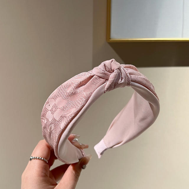 Spring sweet pink black knotted headband