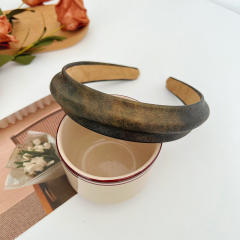 Easy match dark color women PU leather headband padded headband
